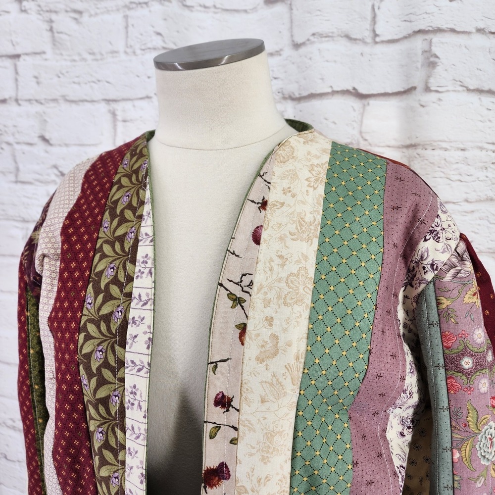 Handmade Quilted Jacket Festival Cottage Size XL? Grandma Country Floral Boho - Picture 6 of 9